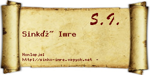 Sinkó Imre névjegykártya